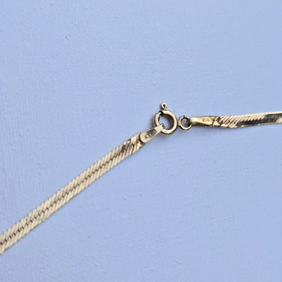 14k Gold Necklace Flat Herringbobe